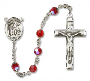 St. Polycarp of Smyrna Rosary Heirloom Squared Crucifix - Ruby Red