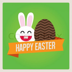 Happy Easter Cards Illustration With Easter Egg Easter Rabbit And