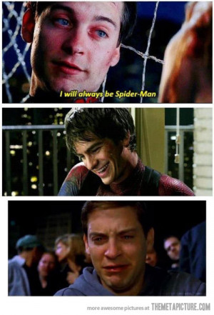 Funny photos funny Tobey Maguire crying Spiderman