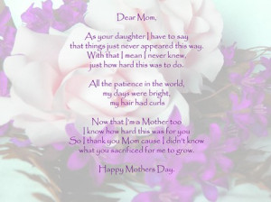 Mother Day Poems From Daughter