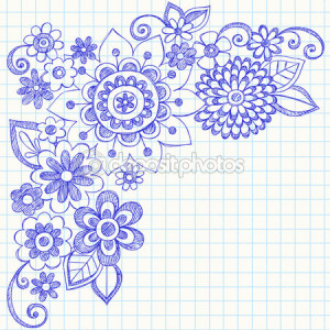 Hand-Drawn Abstract Henna Doodles and Flowers — Stock Illustration ...
