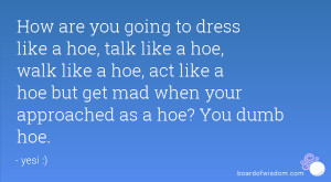 are you going to dress like a hoe, talk like a hoe, walk like a hoe ...