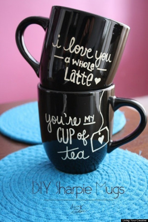 You’ll need: Two mugs; various-colored oil-based sharpies; access to ...