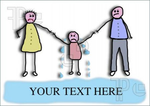 Illustration of Child-like illustration of two parents tugging a child ...