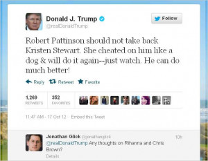 Donald Trump rips Kristen Stewart on Twitter, says Robert Pattinson ...
