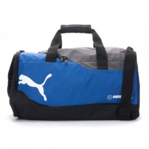 Puma Fundamental Sports Bag blue and black, breathable zip pocket on ...