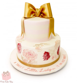 Hand Painted Floral Baby Shower Cake (2746)