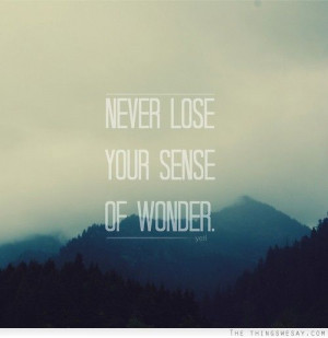 Never lose your sense of wonder