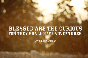 Quote - Blessed are the curious for they shall have adventures ...