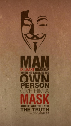 Oscar Wilde Quote Anonymus Mask Android Wallpaper
