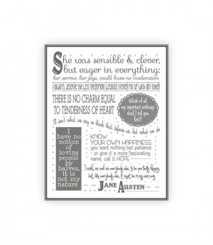 Jane Austen Quote Print, 11x14, Classic Book Poster, Jane Austen Print ...