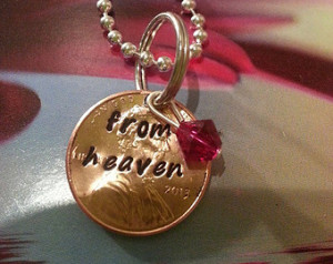 HEAVEN PENNY necklace, loss of a loved one, memorial penny, pennies ...