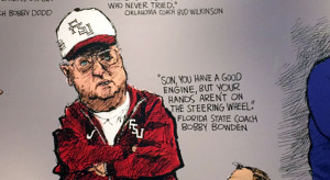 ... Mike Lukovich drew famous coaches with a quote by them. (Jon Solomon