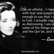 Emma Thompson: I`m an atheist. I regard religion with fear & suspicion
