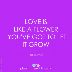 Love is like a flower - you've got to let it grow.