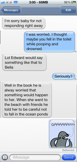 So my fiance is starting to read the Twilight books and wasn’t ...