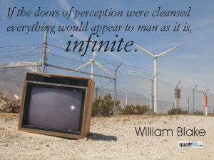 If the doors of perception were cleansed every thing would appear to ...