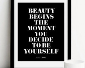 Inspirational Quote, Beauty Begins, Typography Poster, Motivational ...