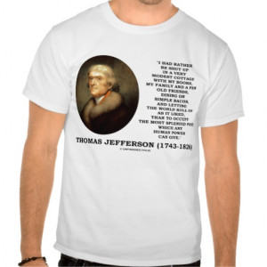 Thomas Jefferson Cottage Books Friends Quote T Shirts