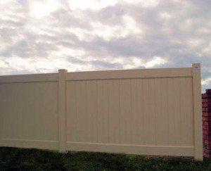Tan Vinyl Privacy Fence