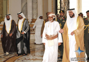 Sheikh Khalifa walking with Sultan Qaboos