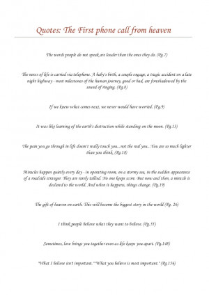 Quotes from the first phone call from heaven