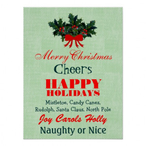 Christmas Words Sayings Quotes in Red Green Custom Print