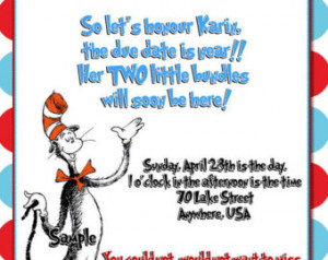 ... Dr. Seuss TWIN Baby Shower Printable Invitation, with Cat in the Hat