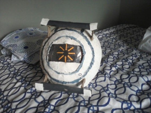 ... Portal 2 space core mask with a simple speaker which reads off space