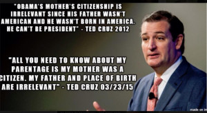 ... meme says Ted Cruz a flip-flopper on president needing to be U.S.-born