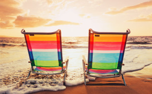 Chairs On Summer Sunset Beach | 1920 x 1200 | Download | Close