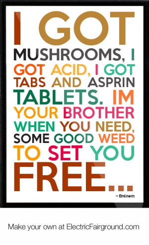 got Mushrooms, I got Acid, I got Tabs and Asprin Tablets. Im your ...