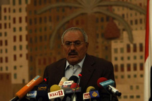 Yemeni President Ali Abdullah Saleh speaks in Yemen