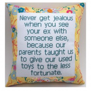 Cross Stitch Pillow Funny Quote, Floral Pillow, Breakup Quote ...