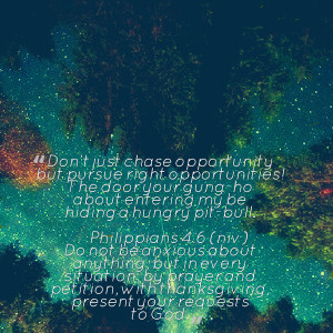 Quotes Picture: don't just chase opportunity but pursue right ...