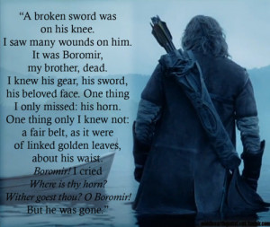 ... Boromir’s death, The Two Towers, Book IV, The Window on the West