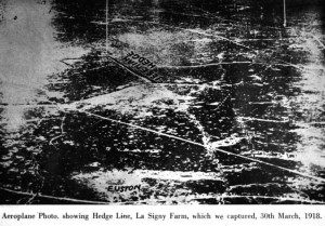 Aeroplane Photo, showing Hedge Line, La Signy Farm, which we captured ...