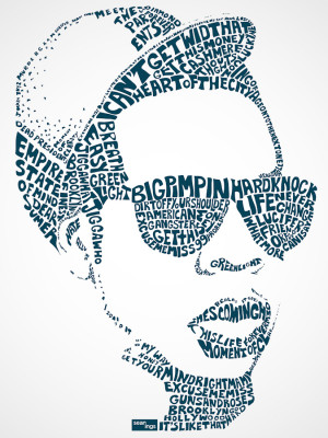 Typografie portretten gemaakt van song lyrics