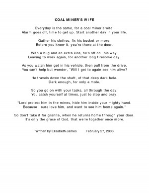 COAL MINER'S WIFE Everyday is the same_ for a coal miner's wife by ...