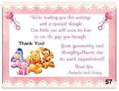 Thank You Quotes From Baby | Personalized Pooh Baby Shower Thank You ...