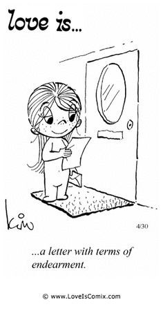 Love Is... a letter with terms of endearment. More