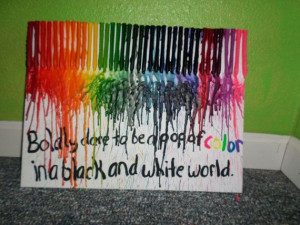 Rainbow Melted Crayon Art with Quote