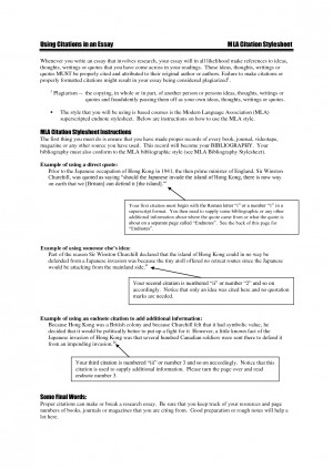 Using Citations in an Essay MLA Stylesheet. Document Sample,