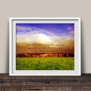 Maria Montessori Quote Art Print for Teacher Gift or School