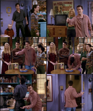 wear leather pants. Chandler eventually cracks: