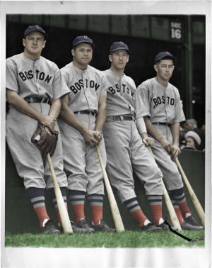 1938 Red Sox All Stars, (L to R) Joe Cronin, Jimmie Foxx, Lefty Grove ...
