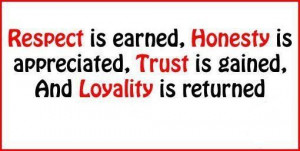 Respect, Honesty, Trust, and Loyalty