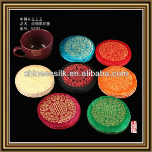 brocade jacquard fabric family cup mat wedding gift chinese new year ...