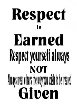 Respect is Earned, Word Art Wall Print. Inspiring Quotes. £10.00