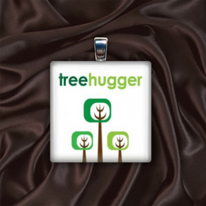tree hugger eco awareness phrase fun glass necklace keychain